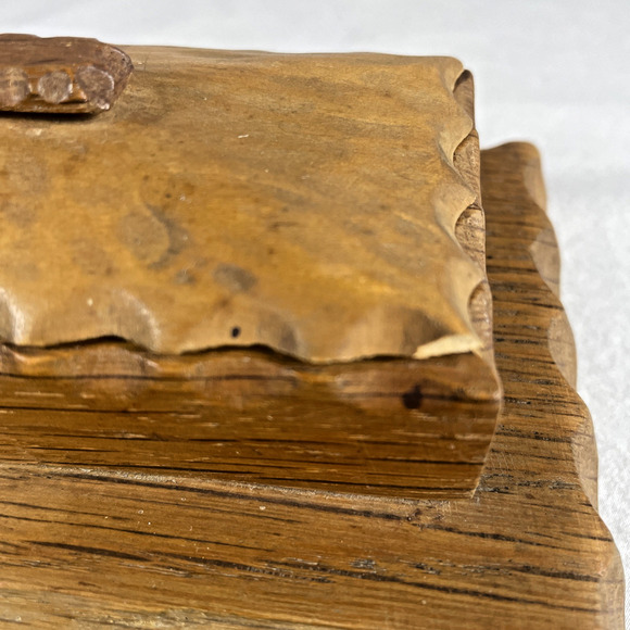 Wooden Vintage Pen Ink Holder Handcarved Minimalist Design Depression Era 1930s - Picture 3 of 11